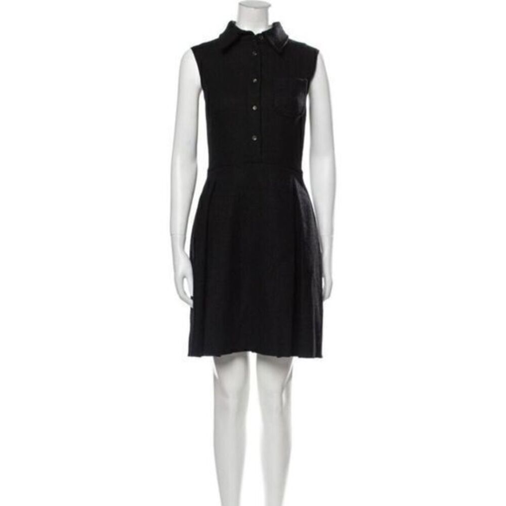 MIU MIU Black Virgin Wool Knee-Length Dress